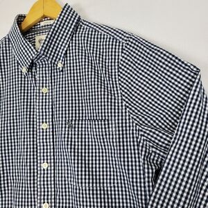 Abercrombie & Fitch Muscle Blue White Gingham Button Up Long Sleeve Shirt Sz XL